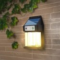 4kom.pl Lampa Solarna elewacyjna Kinkiet LED 60 na ścianę domu ogrodowa Barwa Ciepła 2 żarówki Czarna