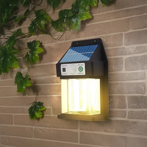 4kom.pl Lampa Solarna elewacyjna Kinkiet LED 60 na ścianę domu ogrodowa Barwa Ciepła 2 żarówki Czarna 4kom.pl Lampa Solarna elewacyjna Kinkiet LED 60 na ścianę domu ogrodowa Barwa Ciepła 2 żarówki Czarna