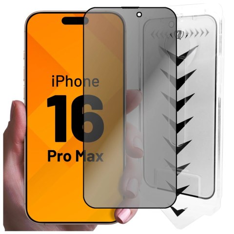 Alogy Szkło hartowane Prywatyzujące do Apple iPhone 16 Pro Max ochronne szkiełko na ekran 9H Alogy Privacy EasyShield™️ z ramką montaż Alogy Szkło hartowane Prywatyzujące do Apple iPhone 16 Pro Max ochronne szkiełko na ekran 9H Alogy Privacy EasyShield™️ z ramką montaż