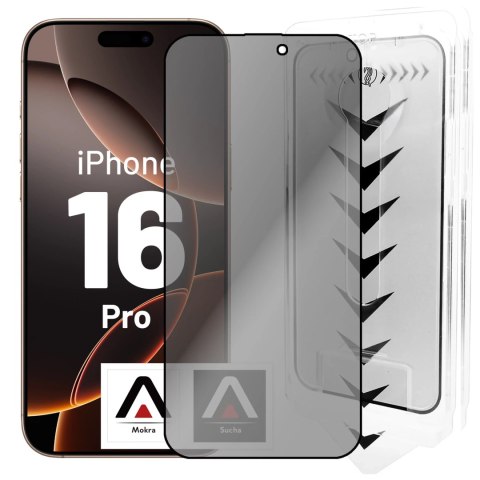 Alogy Szkło hartowane Prywatyzujące do Apple iPhone 16 Pro ochronne szkiełko na ekran 9H Alogy Privacy EasyShield™️ z ramką montażową Alogy Szkło hartowane Prywatyzujące do Apple iPhone 16 Pro ochronne szkiełko na ekran 9H Alogy Privacy EasyShield™️ z ramką montażową