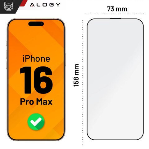 Alogy Szkło hartowane do Apple iPhone 16 Pro Max ochronne szkiełko na ekran 9H Alogy EasyShield™️ z ramką montażową Alogy Szkło hartowane do Apple iPhone 16 Pro Max ochronne szkiełko na ekran 9H Alogy EasyShield™️ z ramką montażową