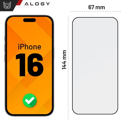 Alogy Szkło hartowane do Apple iPhone 16 ochronne szkiełko na ekran 9H Alogy EasyShield™️ z ramką montażową Alogy Szkło hartowane do Apple iPhone 16 ochronne szkiełko na ekran 9H Alogy EasyShield™️ z ramką montażową