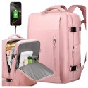 Bange Plecak wodoodporny Bange na laptopa 15.6" miejski podróżny 46x31.5x20 cm do pracy samolotu damski z z gniazdem USB Różowy