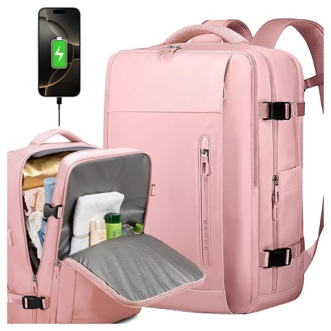 Bange Plecak wodoodporny Bange na laptopa 15.6" miejski podróżny 46x31.5x20 cm do pracy samolotu damski z z gniazdem USB Różowy Bange Plecak wodoodporny Bange na laptopa 15.6" miejski podróżny 46x31.5x20 cm do pracy samolotu damski z z gniazdem USB Różowy