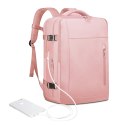 Bange Plecak wodoodporny Bange na laptopa 15.6" miejski podróżny 46x31.5x20 cm do pracy samolotu damski z z gniazdem USB Różowy