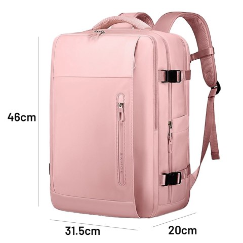 Bange Plecak wodoodporny Bange na laptopa 15.6" miejski podróżny 46x31.5x20 cm do pracy samolotu damski z z gniazdem USB Różowy Bange Plecak wodoodporny Bange na laptopa 15.6" miejski podróżny 46x31.5x20 cm do pracy samolotu damski z z gniazdem USB Różowy