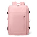 Bange Plecak wodoodporny Bange na laptopa 15.6" miejski podróżny 46x31.5x20 cm do pracy samolotu damski z z gniazdem USB Różowy