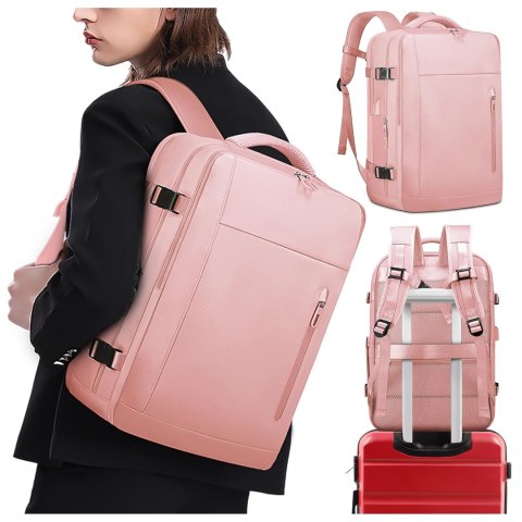 Bange Plecak wodoodporny Bange na laptopa 15.6" miejski podróżny 46x31.5x20 cm do pracy samolotu damski z z gniazdem USB Różowy Bange Plecak wodoodporny Bange na laptopa 15.6" miejski podróżny 46x31.5x20 cm do pracy samolotu damski z z gniazdem USB Różowy
