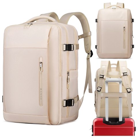 Bange Plecak wodoodporny Bange na laptopa 15.6" miejski podróżny 46x31.5x20 cm do pracy samolotu męski damski z z gniazdem USB Beżowy Bange Plecak wodoodporny Bange na laptopa 15.6" miejski podróżny 46x31.5x20 cm do pracy samolotu męski damski z z gniazdem USB Beżowy
