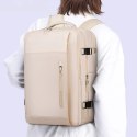 Bange Plecak wodoodporny Bange na laptopa 15.6" miejski podróżny 46x31.5x20 cm do pracy samolotu męski damski z z gniazdem USB Beżowy