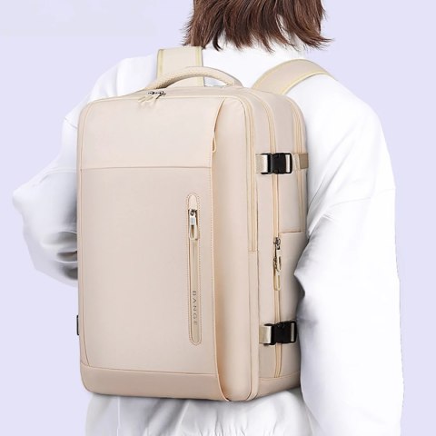 Bange Plecak wodoodporny Bange na laptopa 15.6" miejski podróżny 46x31.5x20 cm do pracy samolotu męski damski z z gniazdem USB Beżowy Bange Plecak wodoodporny Bange na laptopa 15.6" miejski podróżny 46x31.5x20 cm do pracy samolotu męski damski z z gniazdem USB Beżowy