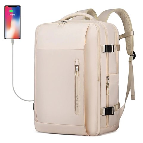 Bange Plecak wodoodporny Bange na laptopa 15.6" miejski podróżny 46x31.5x20 cm do pracy samolotu męski damski z z gniazdem USB Beżowy Bange Plecak wodoodporny Bange na laptopa 15.6" miejski podróżny 46x31.5x20 cm do pracy samolotu męski damski z z gniazdem USB Beżowy
