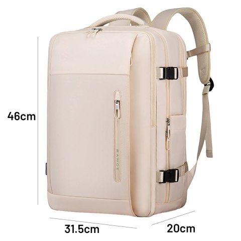 Bange Plecak wodoodporny Bange na laptopa 15.6" miejski podróżny 46x31.5x20 cm do pracy samolotu męski damski z z gniazdem USB Beżowy Bange Plecak wodoodporny Bange na laptopa 15.6" miejski podróżny 46x31.5x20 cm do pracy samolotu męski damski z z gniazdem USB Beżowy