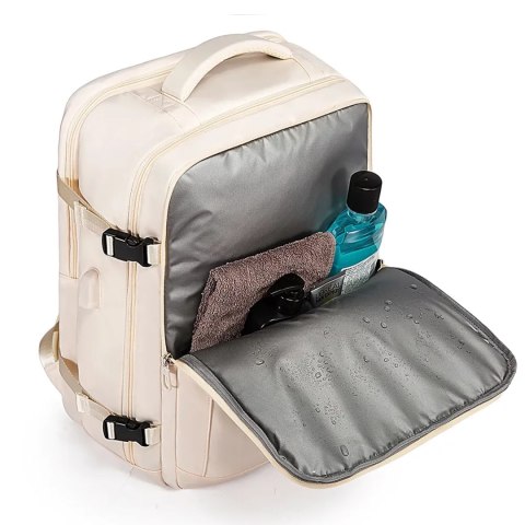Bange Plecak wodoodporny Bange na laptopa 15.6" miejski podróżny 46x31.5x20 cm do pracy samolotu męski damski z z gniazdem USB Beżowy Bange Plecak wodoodporny Bange na laptopa 15.6" miejski podróżny 46x31.5x20 cm do pracy samolotu męski damski z z gniazdem USB Beżowy