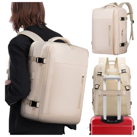 Bange Plecak wodoodporny Bange na laptopa 15.6" miejski podróżny 46x31.5x20 cm do pracy samolotu męski damski z z gniazdem USB Beżowy Bange Plecak wodoodporny Bange na laptopa 15.6" miejski podróżny 46x31.5x20 cm do pracy samolotu męski damski z z gniazdem USB Beżowy