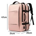 Bange Plecak wodoodporny Bange na laptopa 15.6" miejski podróżny 47x31x15-25 cm do pracy samolotu męski damski z portem USB Różowy