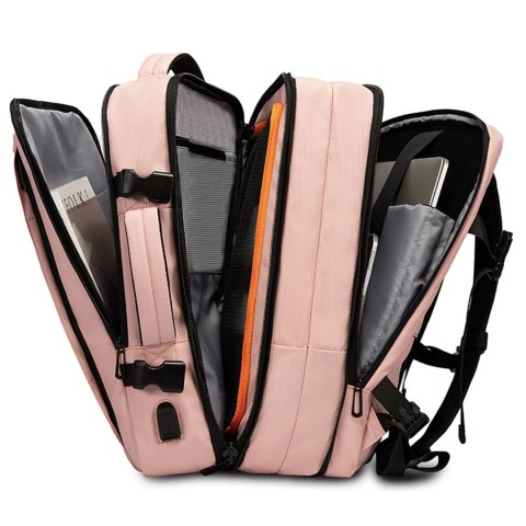 Bange Plecak wodoodporny Bange na laptopa 15.6" miejski podróżny 47x31x15-25 cm do pracy samolotu męski damski z portem USB Różowy Bange Plecak wodoodporny Bange na laptopa 15.6" miejski podróżny 47x31x15-25 cm do pracy samolotu męski damski z portem USB Różowy