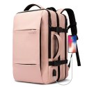Bange Plecak wodoodporny Bange na laptopa 15.6" miejski podróżny 47x31x15-25 cm do pracy samolotu męski damski z portem USB Różowy
