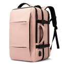 Bange Plecak wodoodporny Bange na laptopa 15.6" miejski podróżny 47x31x15-25 cm do pracy samolotu męski damski z portem USB Różowy