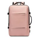 Bange Plecak wodoodporny Bange na laptopa 15.6" miejski podróżny 47x31x15-25 cm do pracy samolotu męski damski z portem USB Różowy