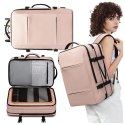 Bange Plecak wodoodporny Bange na laptopa 15.6" miejski podróżny 47x31x15-25 cm do pracy samolotu męski damski z portem USB Różowy