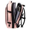 Bange Plecak wodoodporny Bange na laptopa 15.6" miejski podróżny 47x31x15-25 cm do pracy samolotu męski damski z portem USB Różowy