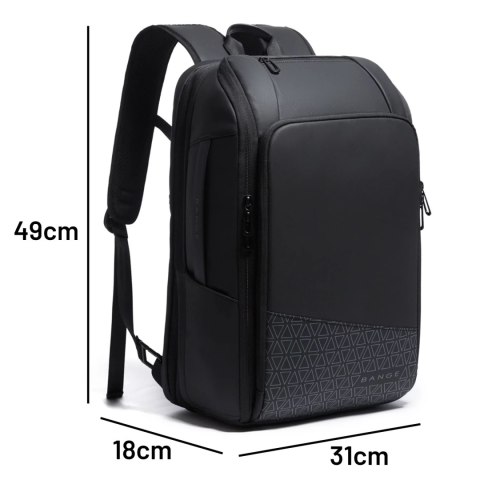 Bange Plecak wodoodporny Bange na laptopa 15.6" miejski podróżny 49x31x18 cm powiększany do pracy samolotu męski damski z gniazdem USB Bange Plecak wodoodporny Bange na laptopa 15.6" miejski podróżny 49x31x18 cm powiększany do pracy samolotu męski damski z gniazdem USB