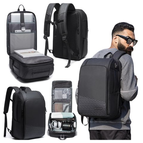 Bange Plecak wodoodporny Bange na laptopa 15.6" miejski podróżny 49x31x18 cm powiększany do pracy samolotu męski damski z gniazdem USB Bange Plecak wodoodporny Bange na laptopa 15.6" miejski podróżny 49x31x18 cm powiększany do pracy samolotu męski damski z gniazdem USB