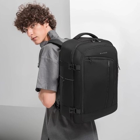 Bange Plecak wodoodporny Bange na laptopa 17" miejski podróżny 47x29x17 cm do pracy samolotu męski damski z 3 organizerami Czarny Bange Plecak wodoodporny Bange na laptopa 17" miejski podróżny 47x29x17 cm do pracy samolotu męski damski z 3 organizerami Czarny