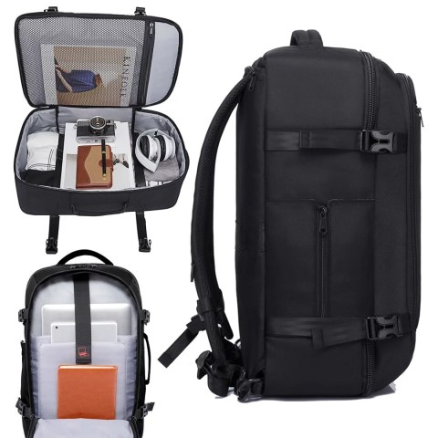 Bange Plecak wodoodporny Bange na laptopa 17" miejski podróżny 47x29x17 cm do pracy samolotu męski damski z 3 organizerami Czarny Bange Plecak wodoodporny Bange na laptopa 17" miejski podróżny 47x29x17 cm do pracy samolotu męski damski z 3 organizerami Czarny