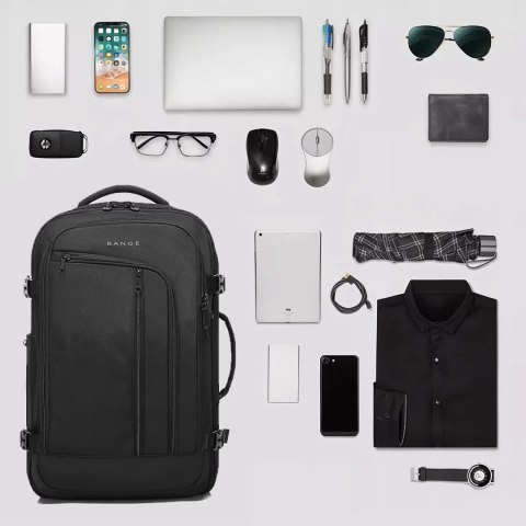 Bange Plecak wodoodporny Bange na laptopa 17" miejski podróżny 47x29x17 cm do pracy samolotu męski damski z 3 organizerami Czarny Bange Plecak wodoodporny Bange na laptopa 17" miejski podróżny 47x29x17 cm do pracy samolotu męski damski z 3 organizerami Czarny