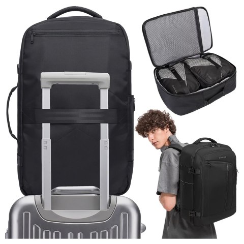 Bange Plecak wodoodporny Bange na laptopa 17" miejski podróżny 47x29x17 cm do pracy samolotu męski damski z 3 organizerami Czarny Bange Plecak wodoodporny Bange na laptopa 17" miejski podróżny 47x29x17 cm do pracy samolotu męski damski z 3 organizerami Czarny