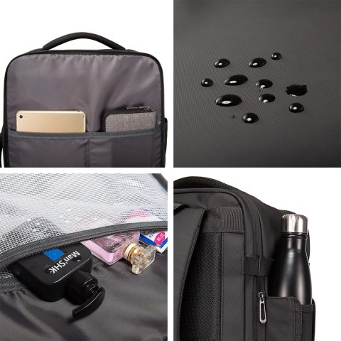 Bange Plecak wodoodporny Bange na laptopa 17" miejski podróżny 47.5x31x26 cm rozszerzany do pracy samolotu męski damski Czarny Bange Plecak wodoodporny Bange na laptopa 17" miejski podróżny 47.5x31x26 cm rozszerzany do pracy samolotu męski damski Czarny