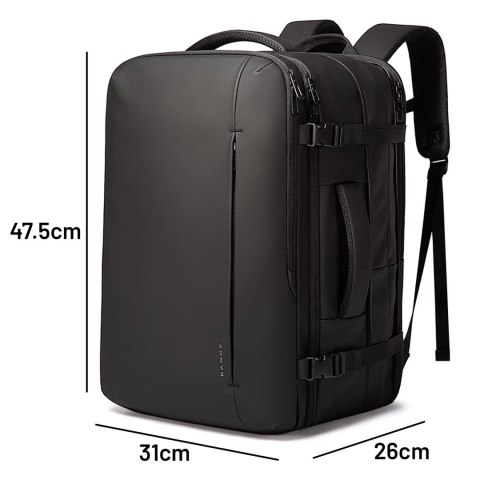 Bange Plecak wodoodporny Bange na laptopa 17" miejski podróżny 47.5x31x26 cm rozszerzany do pracy samolotu męski damski Czarny Bange Plecak wodoodporny Bange na laptopa 17" miejski podróżny 47.5x31x26 cm rozszerzany do pracy samolotu męski damski Czarny