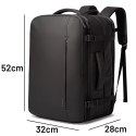 Bange Plecak wodoodporny Bange na laptopa 17" miejski podróżny 52x32x28 cm rozszerzany do pracy samolotu męski damski Czarny