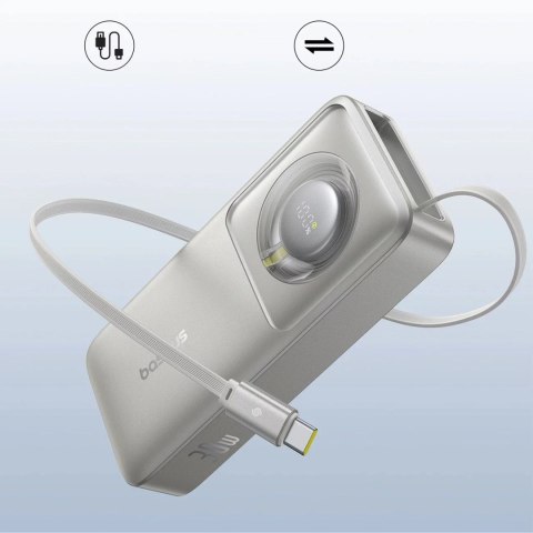 Baseus Powerbank Baseus Free2Pull 10000mAh 30W z portem USB-C i rozwijanym kablem USB-C - szary Baseus Powerbank Baseus Free2Pull 10000mAh 30W z portem USB-C i rozwijanym kablem USB-C - szary