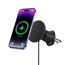 Baseus Uchwyt Baseus CW01 samochodowy na iPhone z ładowarką indukcyjną 15W na kratkę nawiewu - czarny