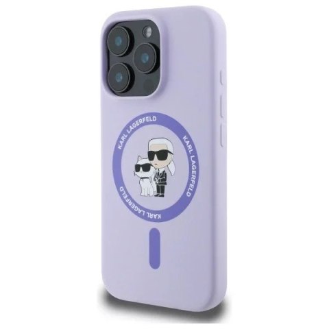 Karl Lagerfeld Etui Karl Lagerfeld do iPhone 16 Pro 6.3" Fioletowy MagSafe Hardcase Silicone Karl&Choupette Ring Karl Lagerfeld Etui Karl Lagerfeld do iPhone 16 Pro 6.3" Fioletowy MagSafe Hardcase Silicone Karl&Choupette Ring