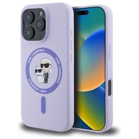 Karl Lagerfeld Etui Karl Lagerfeld do iPhone 16 Pro 6.3" Fioletowy MagSafe Hardcase Silicone Karl&Choupette Ring Karl Lagerfeld Etui Karl Lagerfeld do iPhone 16 Pro 6.3" Fioletowy MagSafe Hardcase Silicone Karl&Choupette Ring