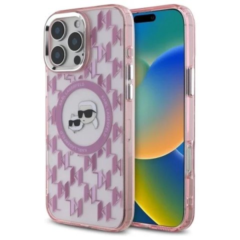 Karl Lagerfeld Etui Karl Lagerfeld do iPhone 16 Pro Max 6.9" Różowy MagSafe IML Monogram Karl&Choupette Head