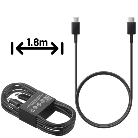Samsung Oryginalny kabel Samsung USB-C do USB-C EP-DW767 do ładowania 1.8m 3A 25W / 45W Czarny Samsung Oryginalny kabel Samsung USB-C do USB-C EP-DW767 do ładowania 1.8m 3A 25W / 45W Czarny