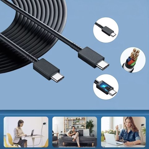 Samsung Oryginalny kabel Samsung USB-C do USB-C EP-DW767 do ładowania 1.8m 3A 25W / 45W Czarny Samsung Oryginalny kabel Samsung USB-C do USB-C EP-DW767 do ładowania 1.8m 3A 25W / 45W Czarny