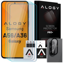 Alogy 3x Szkło hartowane na ekran + szkło na obiektyw do Samsung Galaxy A56/A36 5G 2025 ochronne szkiełko na ekran i aparat 9H Alogy G