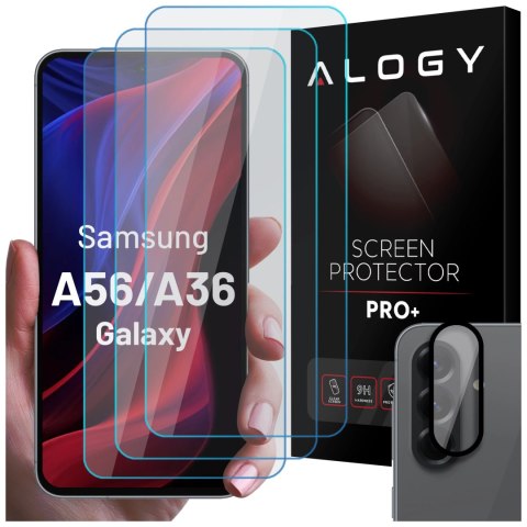 Alogy 3x Szkło hartowane na ekran + szkło na obiektyw do Samsung Galaxy A56/A36 5G 2025 ochronne szkiełko na ekran i aparat 9H Alogy G Alogy 3x Szkło hartowane na ekran + szkło na obiektyw do Samsung Galaxy A56/A36 5G 2025 ochronne szkiełko na ekran i aparat 9H Alogy G