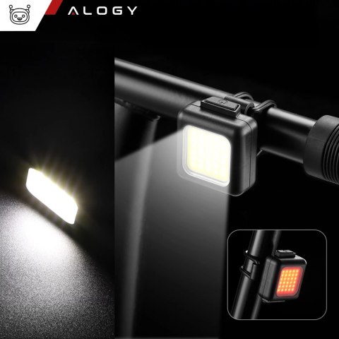Alogy Lampka rowerowa na rower przednia tylna zestaw 2 lampek przód + tył COB USB Alogy Bike Light Alogy Lampka rowerowa na rower przednia tylna zestaw 2 lampek przód + tył COB USB Alogy Bike Light