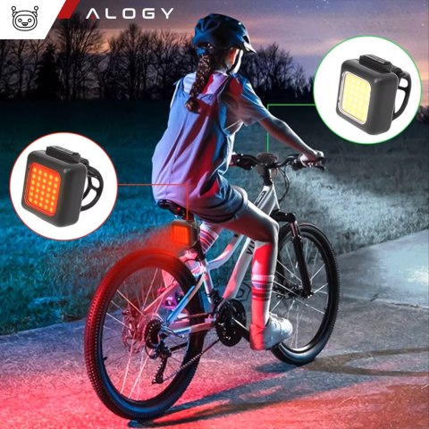 Alogy Lampka rowerowa na rower przednia tylna zestaw 2 lampek przód + tył COB USB Alogy Bike Light Alogy Lampka rowerowa na rower przednia tylna zestaw 2 lampek przód + tył COB USB Alogy Bike Light