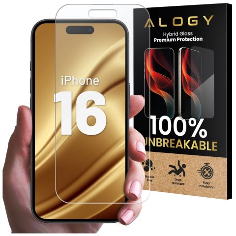 Alogy Szkło "NIETŁUKĄCE" do Apple iPhone 16 hybrydowe Alogy Flexi Full Glass 9H płaskie na cały ekran Alogy Szkło "NIETŁUKĄCE" do Apple iPhone 16 hybrydowe Alogy Flexi Full Glass 9H płaskie na cały ekran