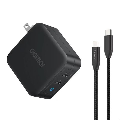 Choetech Ładowarka Sieciowa Choetech PD6008 GaN 100W 2x USB-C Power Delivery Czarna Choetech Ładowarka Sieciowa Choetech PD6008 GaN 100W 2x USB-C Power Delivery Czarna