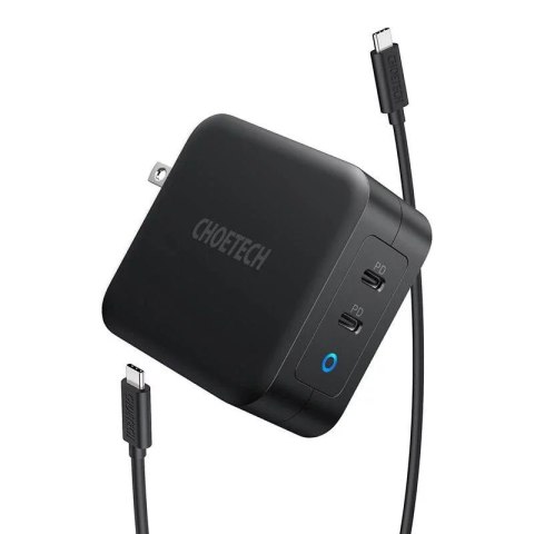 Choetech Ładowarka Sieciowa Choetech PD6008 GaN 100W 2x USB-C Power Delivery Czarna Choetech Ładowarka Sieciowa Choetech PD6008 GaN 100W 2x USB-C Power Delivery Czarna