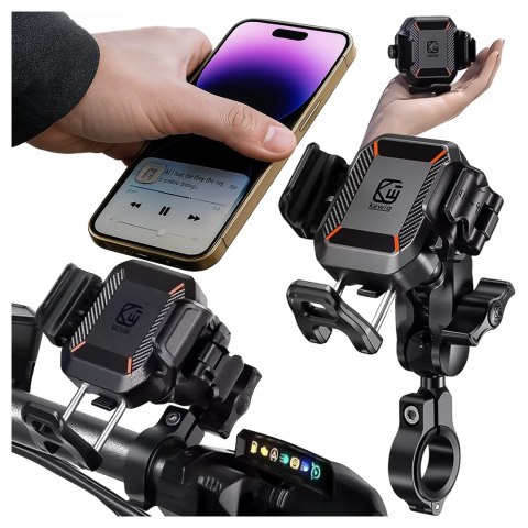 Kewig Uchwyt Motocyklowy Rowerowy na kierownicę KEWIG M33-C1 na telefon z systemem przeciwwstrząsowym na motor quada skuter Czarny Kewig Uchwyt Motocyklowy Rowerowy na kierownicę KEWIG M33-C1 na telefon z systemem przeciwwstrząsowym na motor quada skuter Czarny